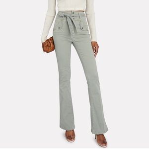 Veronica Beard Giselle Sea Foam Skinny Flare Stretch Cotton Utility Pant 32 NEW